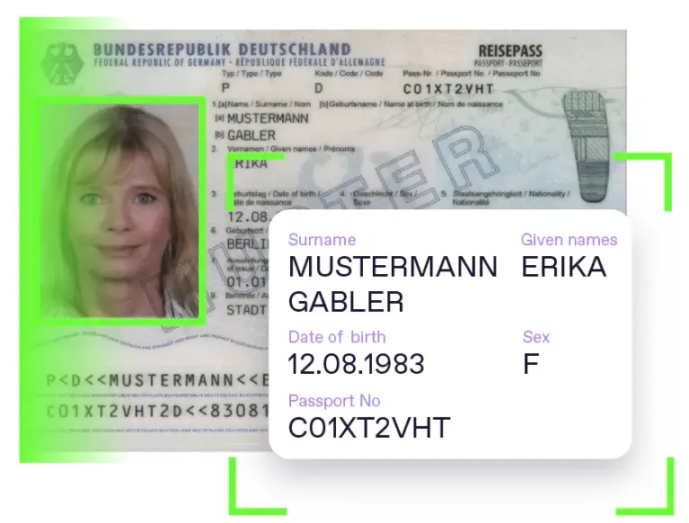 Example of clear and readable passport scan for Bali visa